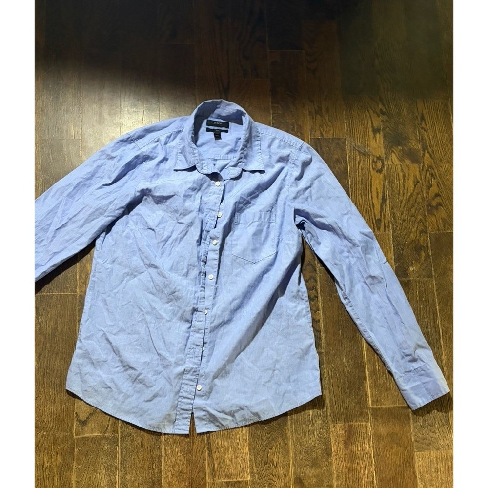 J.Crew Boy Shirt Light Blue Solid Button-Down Long Sleeve Size 8